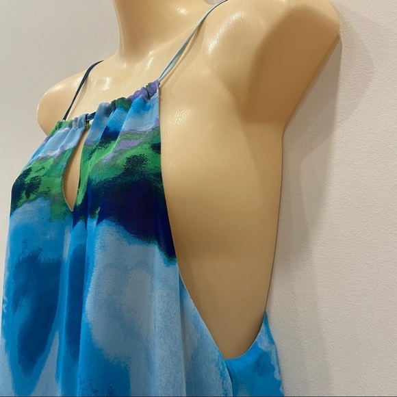 AQUA Halter Blue Watercolor Flowy Maxi Dress size XS - Picture 7 of 12